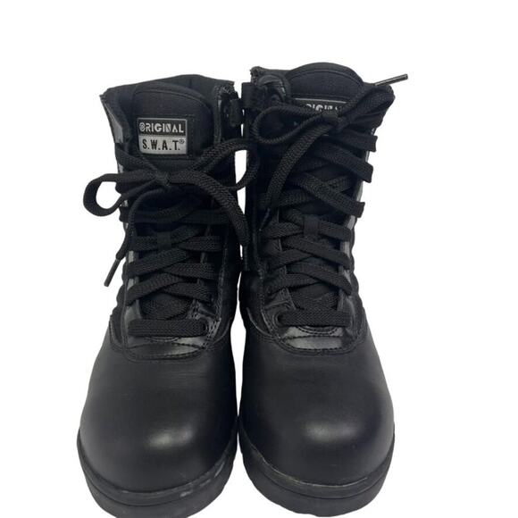 Original Swat Boots Womens Sz 6 Black Leather Canvas Tactical Military Combat - Picture 3 of 14